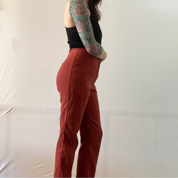 Vintage Draper’s & Damon’s Women’s Rust High-Waist Orange Trousers Size 4P - Picture 5 of 11